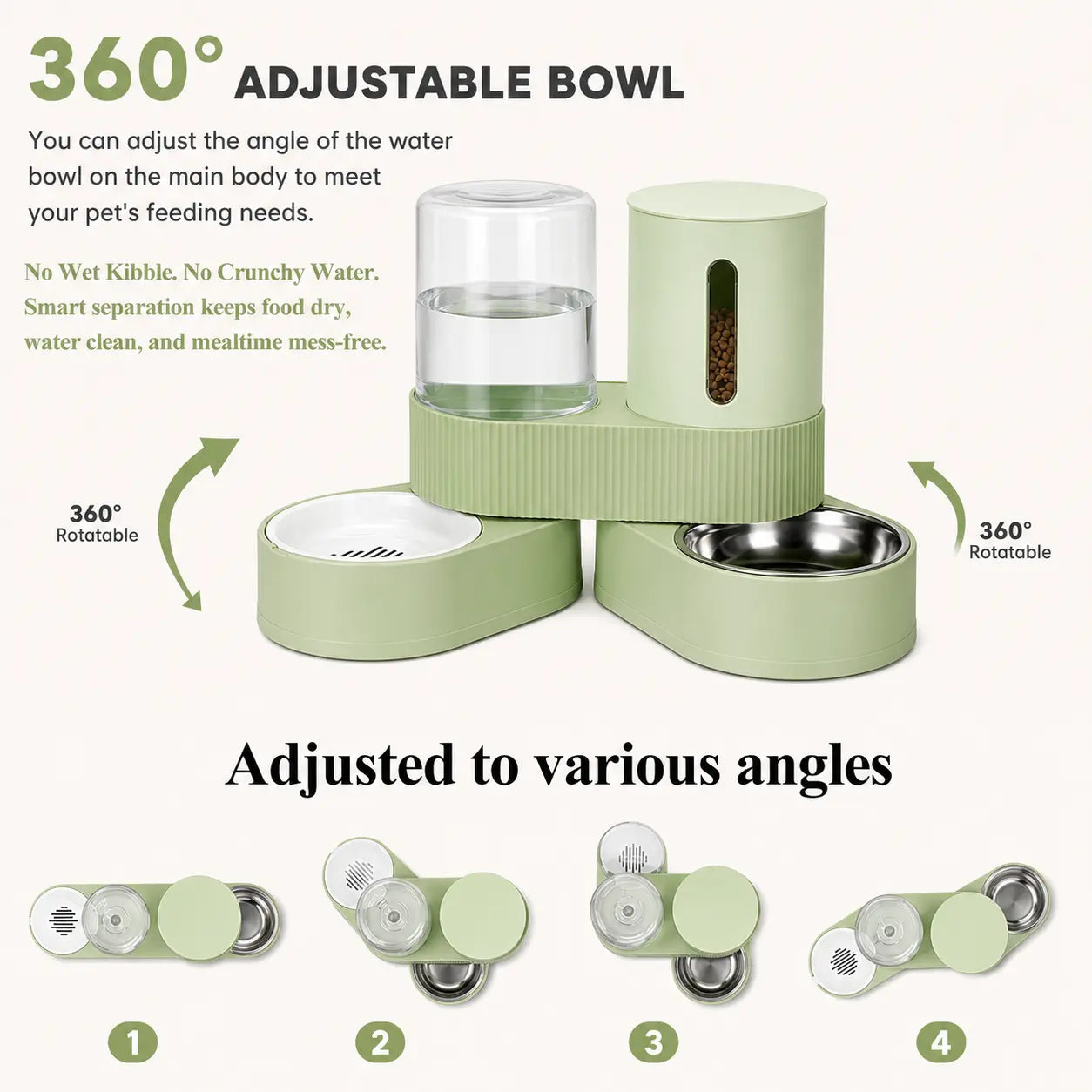 Kacoomi 2-Pack Automatic Gravity Feeder & Water Dispenser Set for Cats, Dogs - 2.4L Auto-Refill Water, 88Oz Mess-Free Food, Large-Capacity Stainless Steel Bowl, Easy-Clean Materials Simplify Upkeep