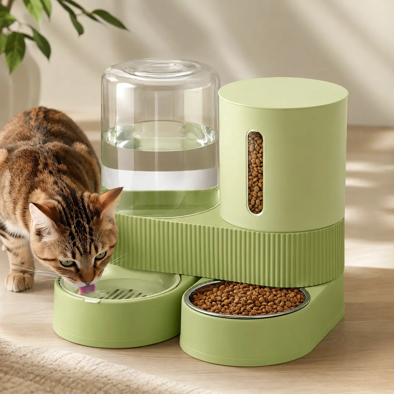 Kacoomi 2-Pack Automatic Gravity Feeder & Water Dispenser Set for Cats, Dogs - 2.4L Auto-Refill Water, 88Oz Mess-Free Food, Large-Capacity Stainless Steel Bowl, Easy-Clean Materials Simplify Upkeep