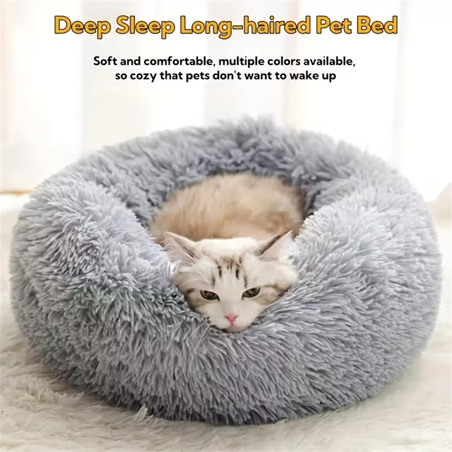 Round Plush Pet Bed for Dogs and Cats