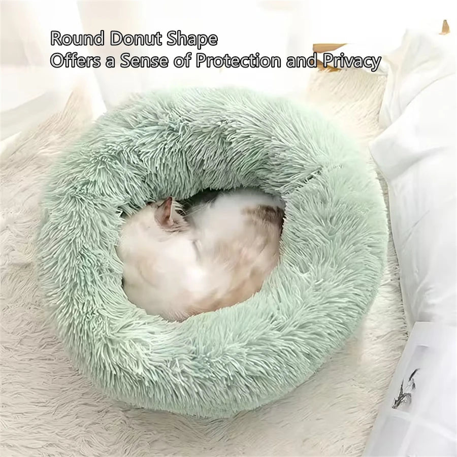Round Plush Pet Bed for Dogs and Cats