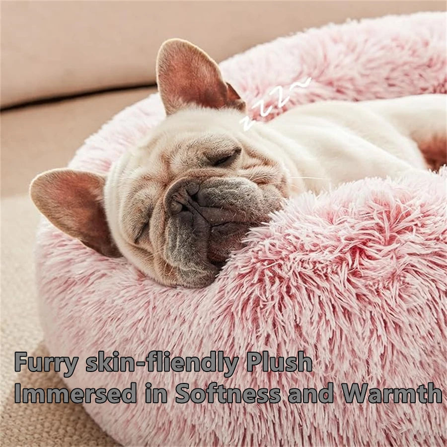 Round Plush Pet Bed for Dogs and Cats